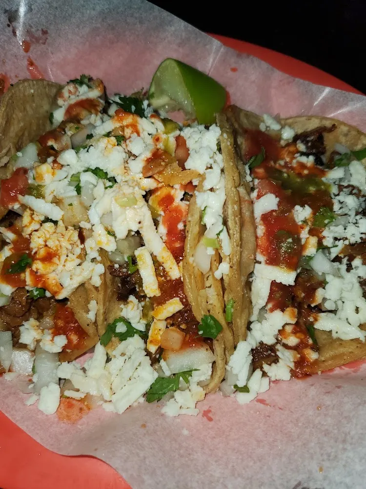 Pork Tacos on Corn Shells with Cilantro and Onions Plus Cheese